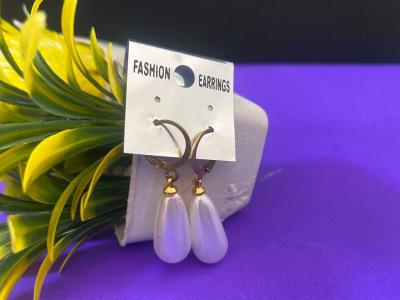 White Drop Pearl Earring