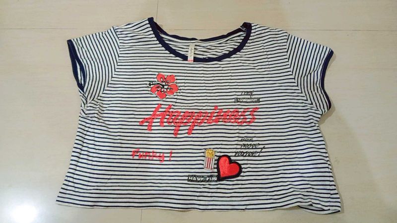 Striped crop Tee