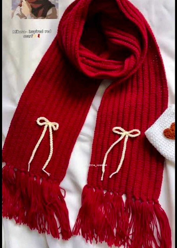 Red Anime Inspired Mikasa Scarf