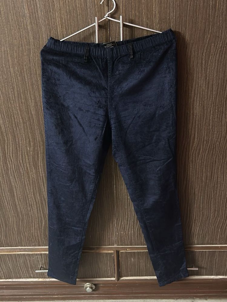 Navy Velvet Pull-On Pants