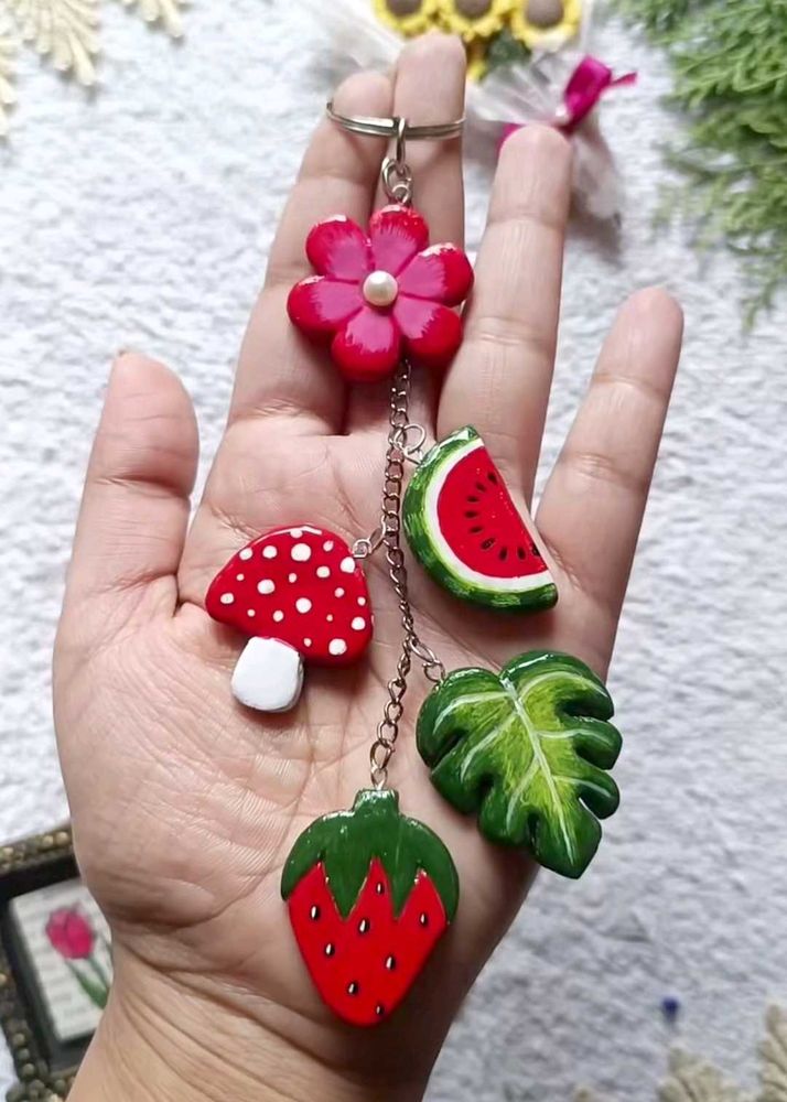 Funky Fruit &amp; Flower Keychain
