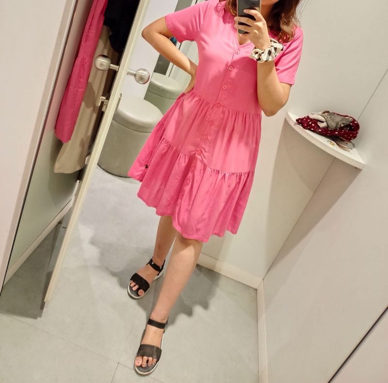 Pink Tiered Mini Dress