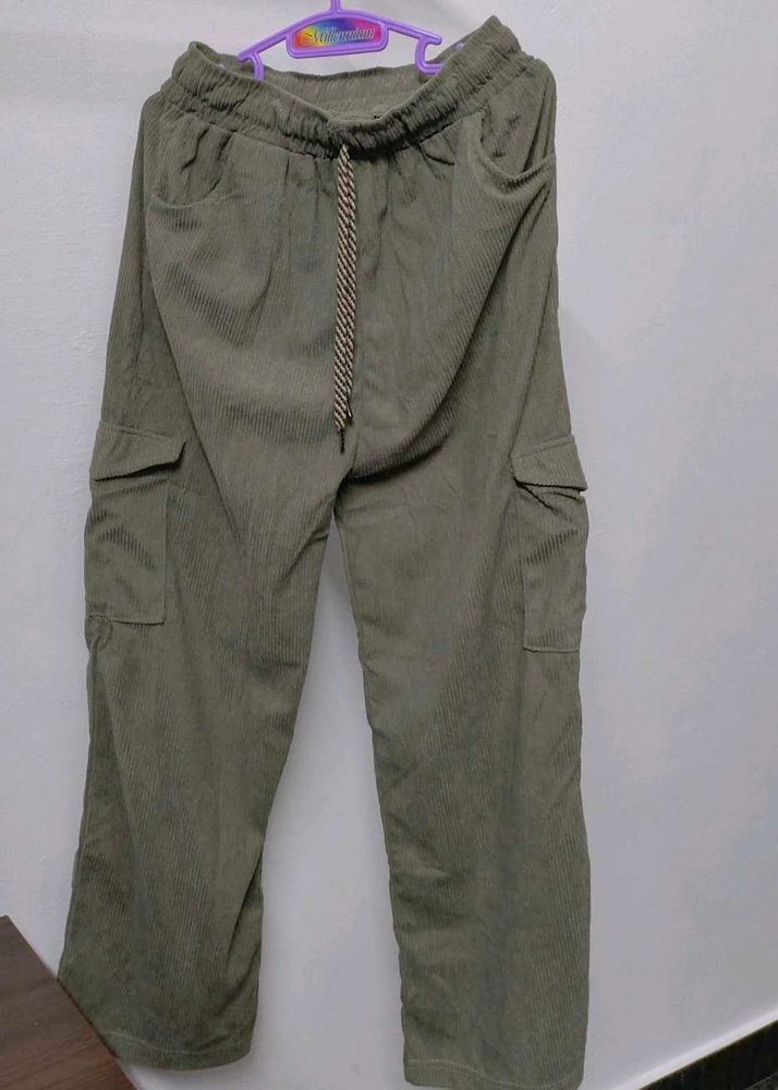 Olive Corduroy Cargo Pants
