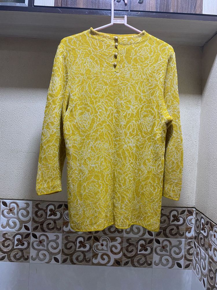 Yellow Patterned Long Sleeve Top