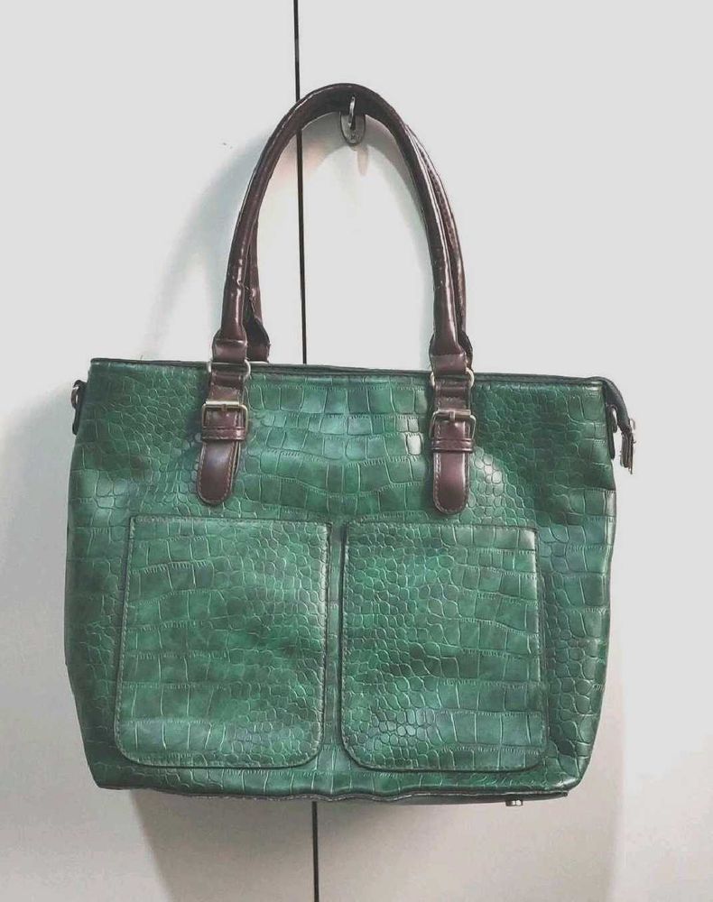 Basic Green Leather Tote Bag
