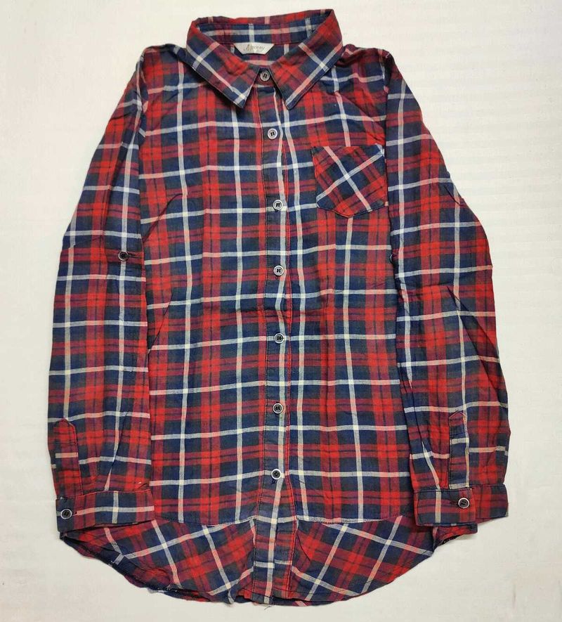 Red &amp; Blue Plaid Flannel Shirt