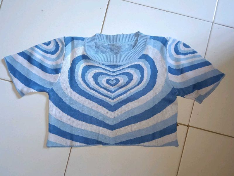 Blue Heart Crop Top
