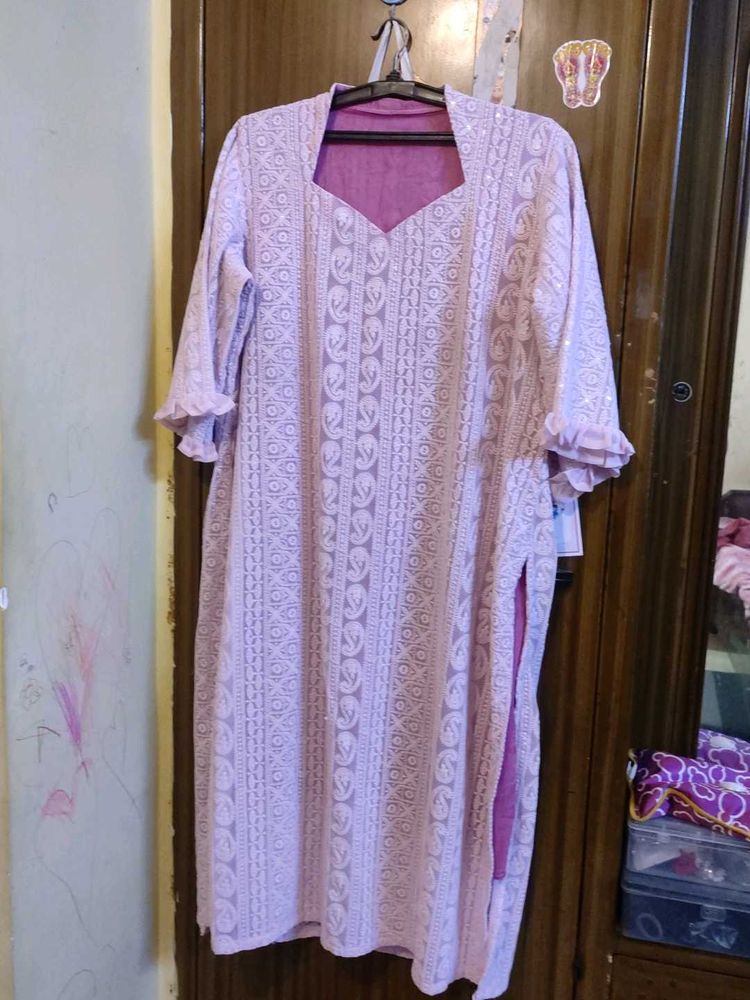 Elegant Lavender Chikankari Kurta