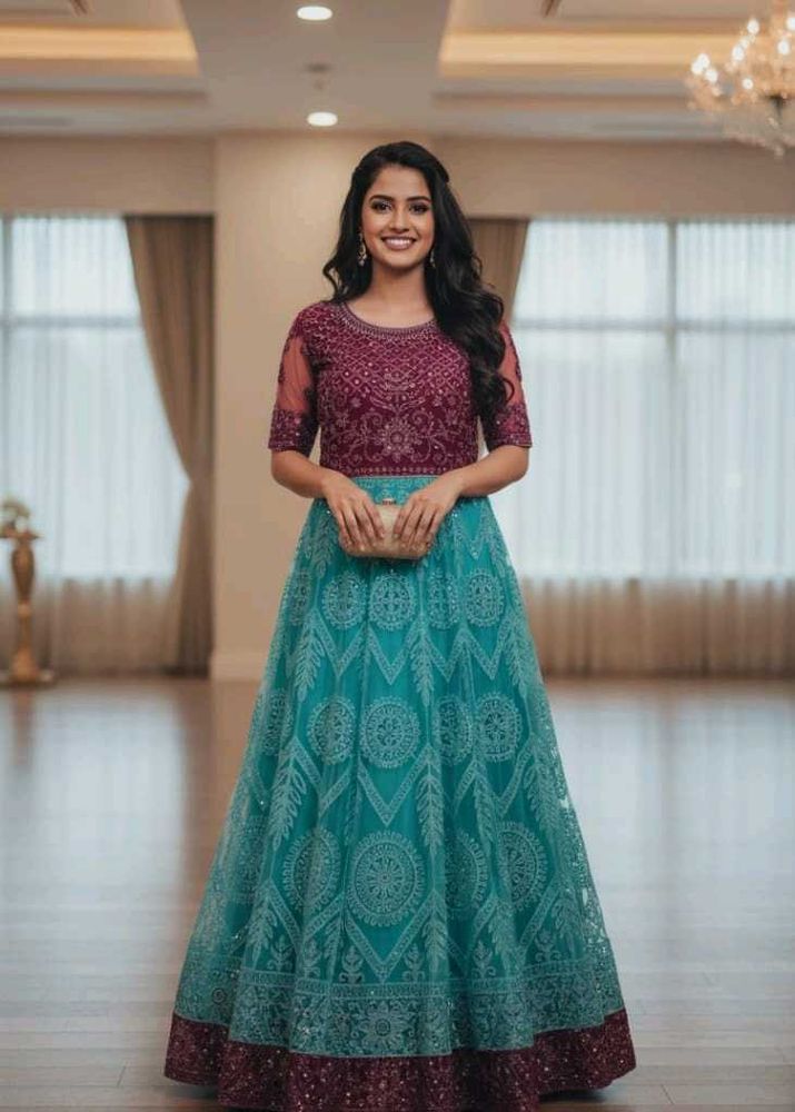 Elegant blue floral frock