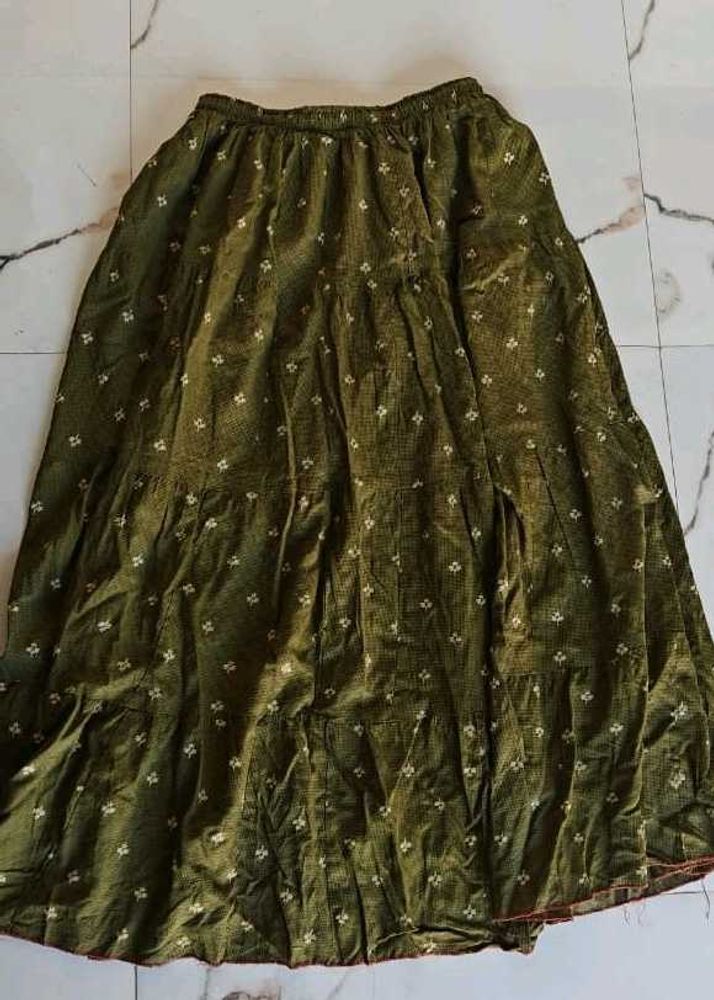 Olive Green Long  Skirt (boho)