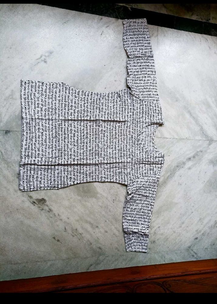 Shantiniketan Style White Printed Top