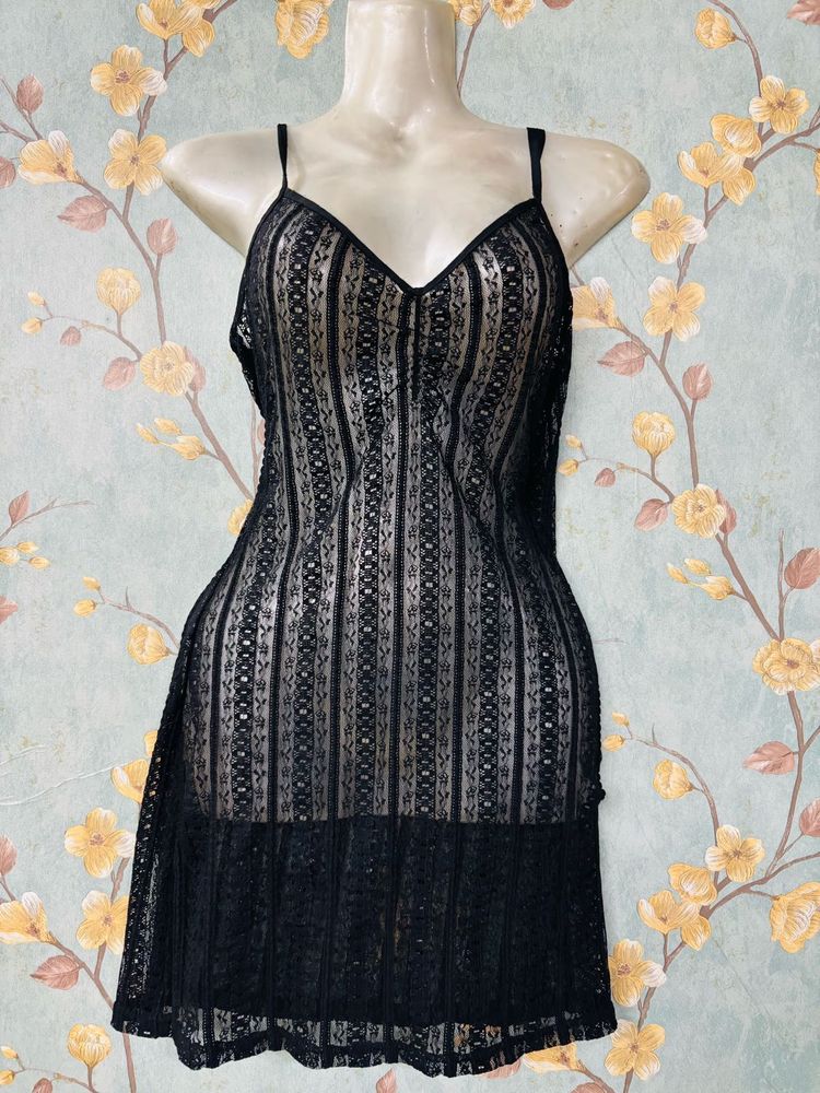 Women Net Black Dress