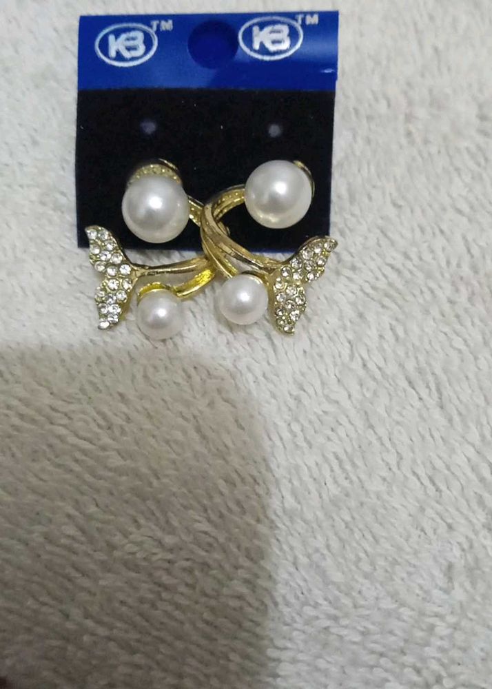 Pearl Butterfly dual two in One Earrings✨🤍