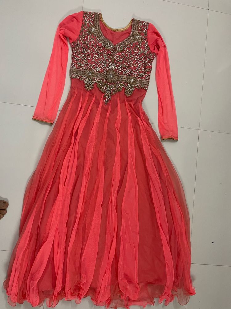 Elegant Pink Embroidered Anarkali