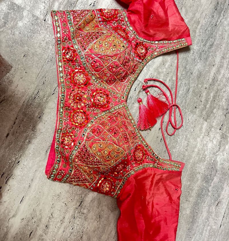 Pink Embroidered Lenga Choli