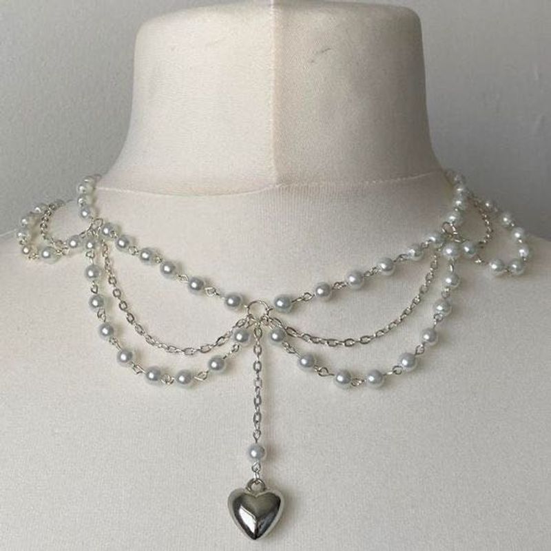 Pearl Heart Draped Necklace
