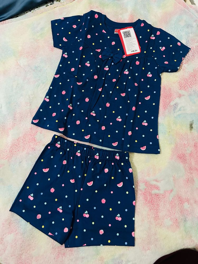 Babyhug Girl&#39;s Fruit Print  Set For Summer
