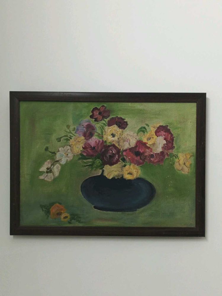 Oil Painting on Canvas -Flowers in vase