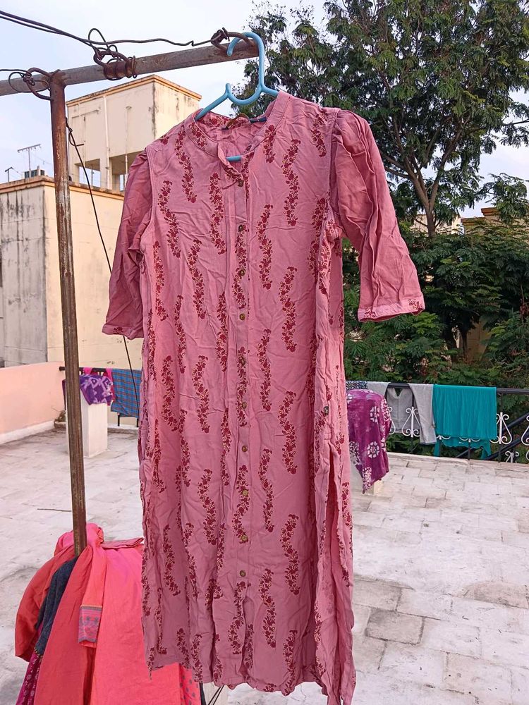 Pink Floral Print Kurti
