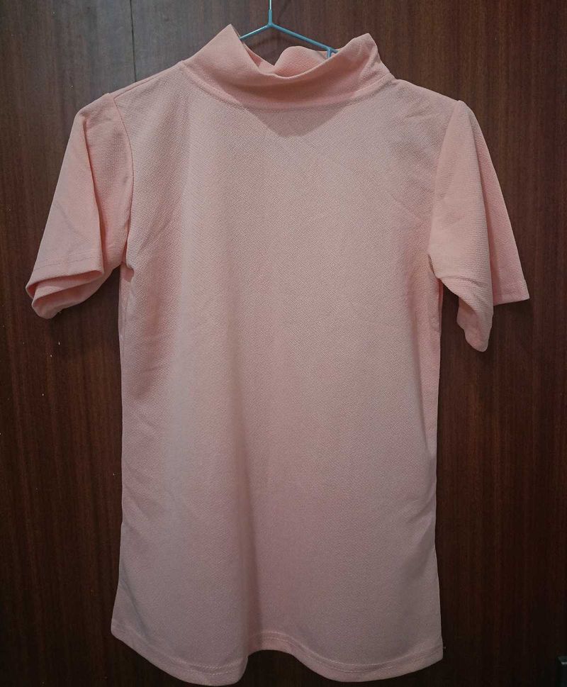 Peach Pinkish Turtle Neck Top