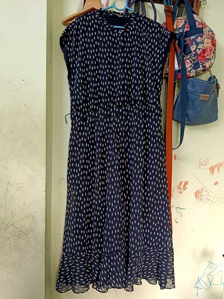Black &amp; Cream Print Dress