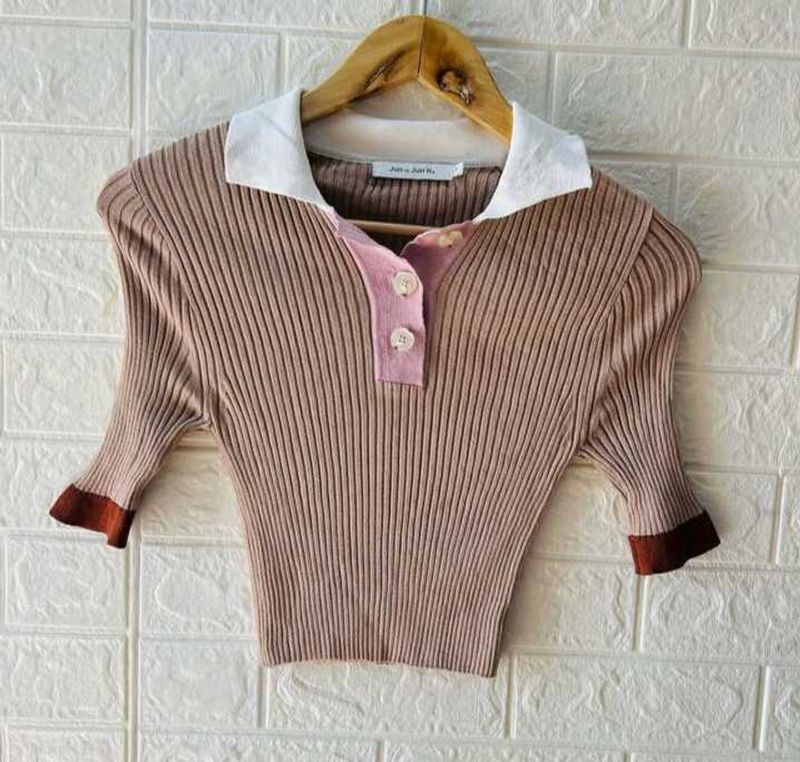Aesthetic Ribbed Knit Top