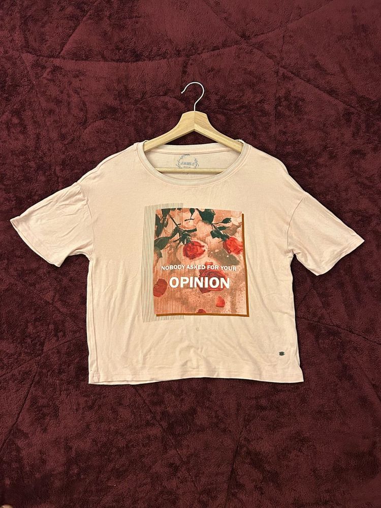 Bold Statement Graphic Tee | Peach Pink | Size M