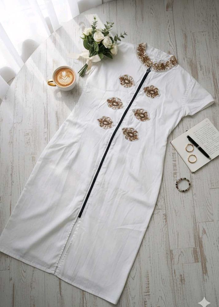 White Embroidered Detail Dress