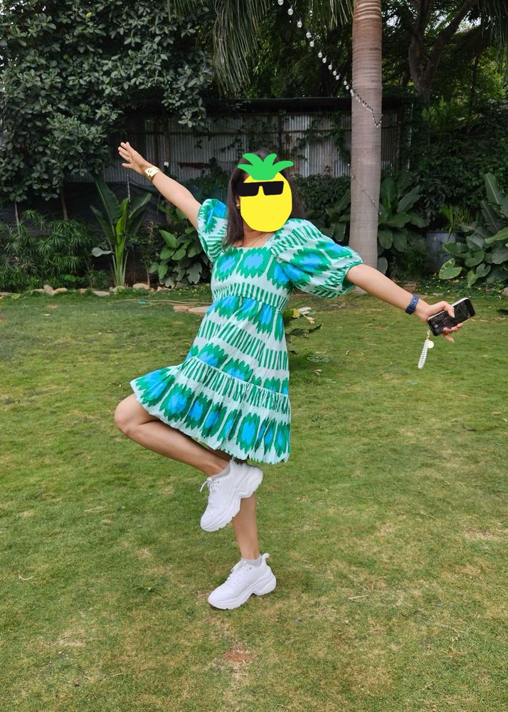 Fun &amp; Flirty Green Print Dress