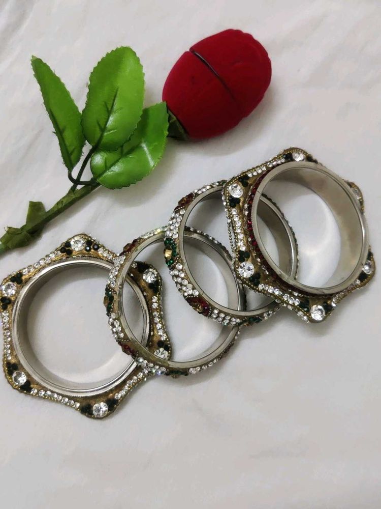 Sparkling Beaded Bangles (Set of 4)