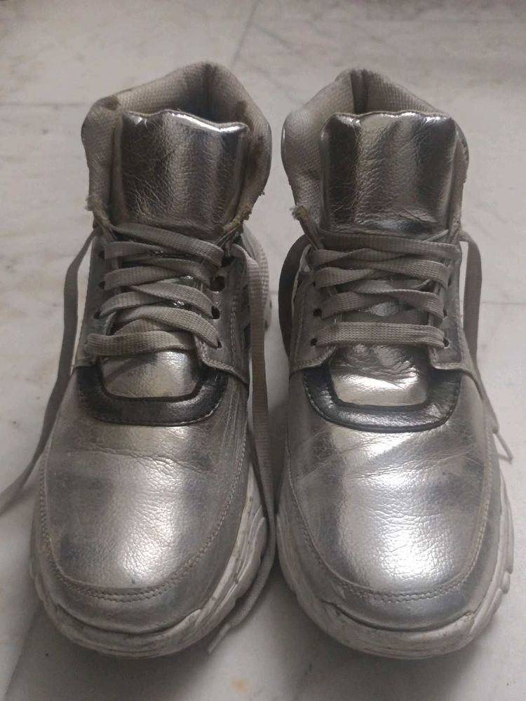 Silver High Top Sneakers