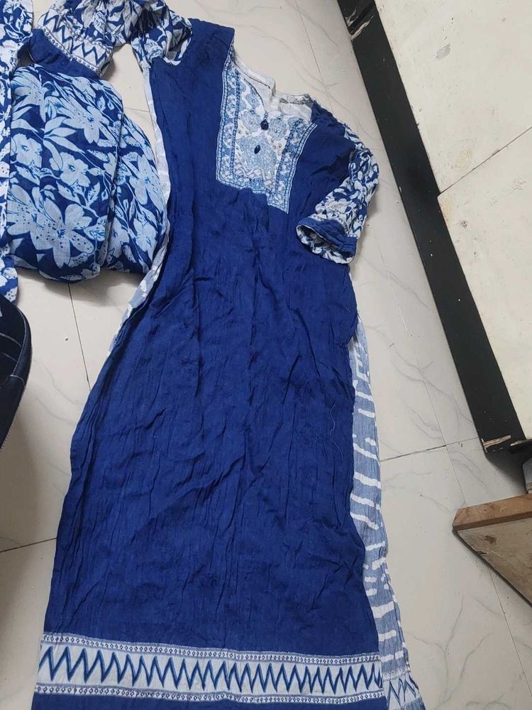 Blue Printed Kurta Set