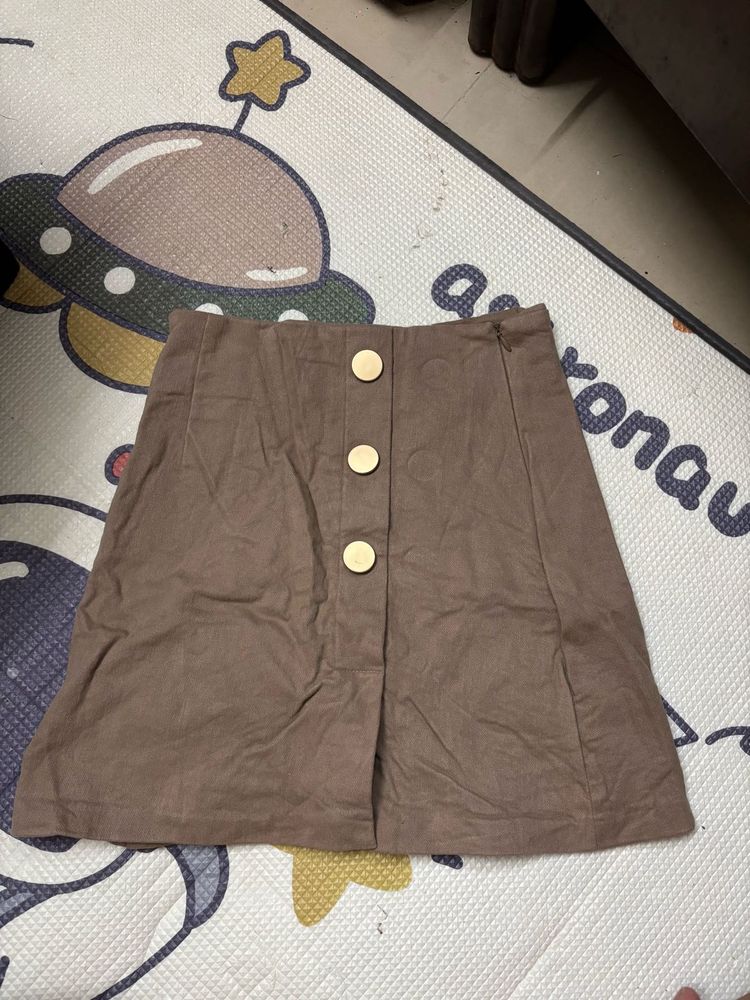 Button Front Mini Skirt