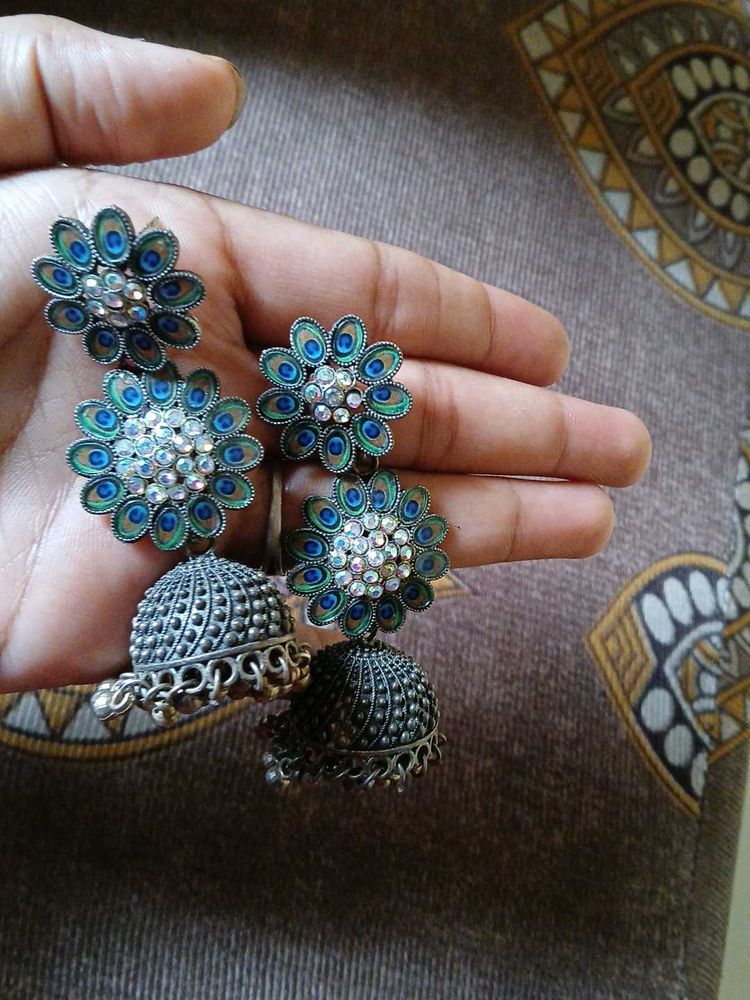 Peacock Jhumka Earrings