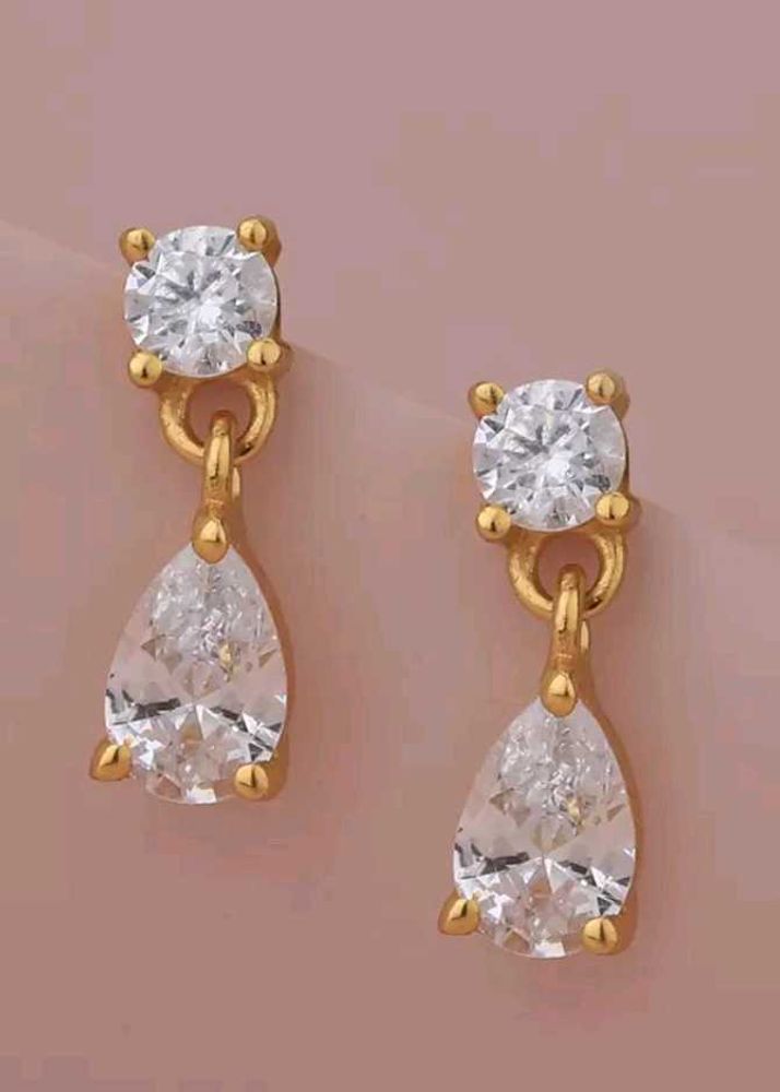 925 Real Silver Drop Earrings (18k Gold Plated)