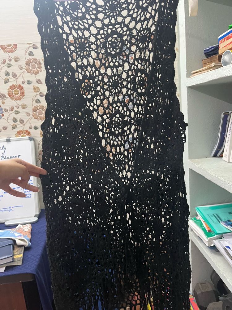 Handmade Black Crochet Lace Vest – Boho Chic Cover