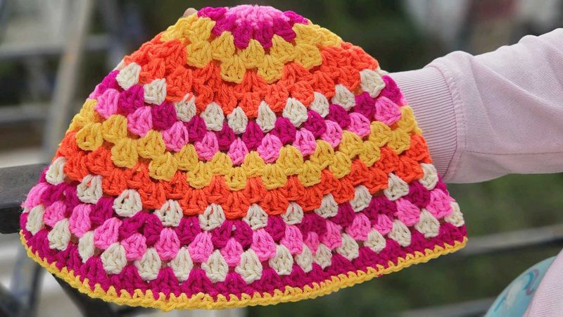 Crochet Colourful bucket Hat For Adults