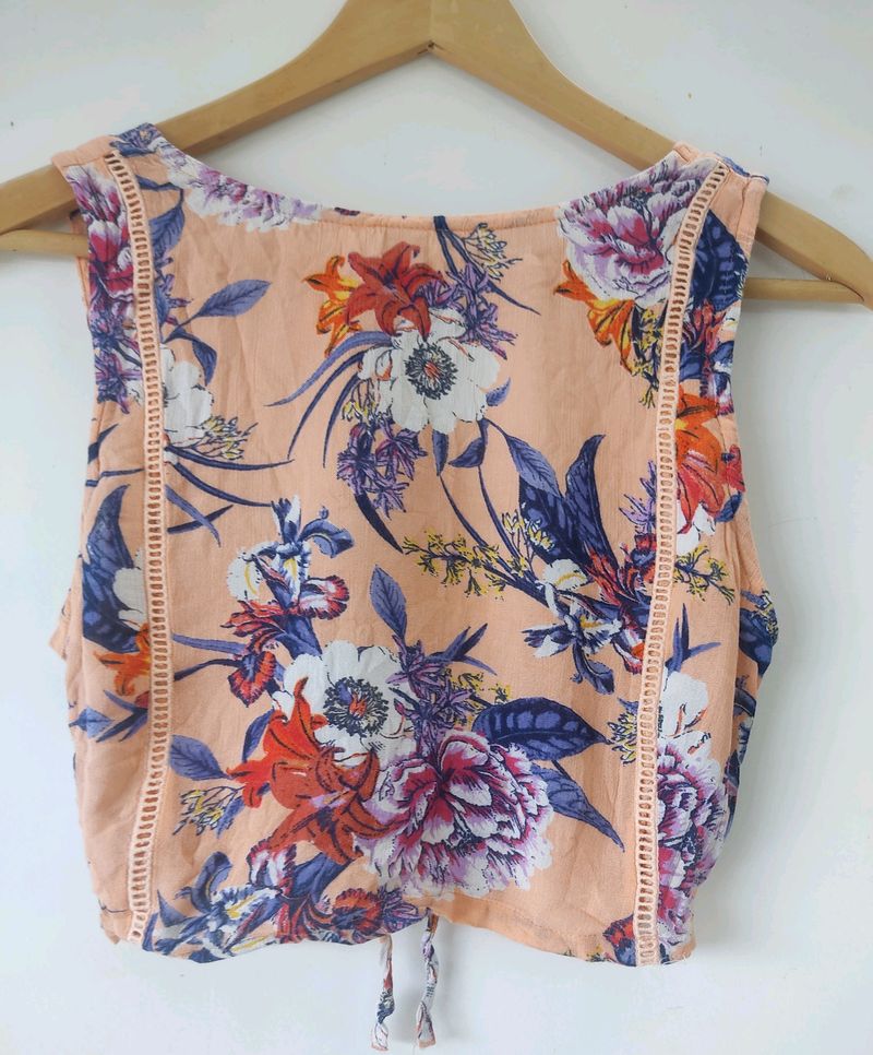 Floral Peach Crop Top