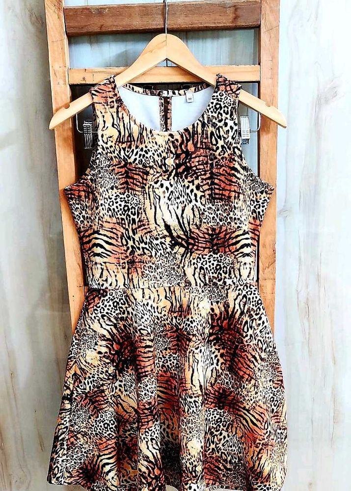 Brown Printed Dress Bust Size-28