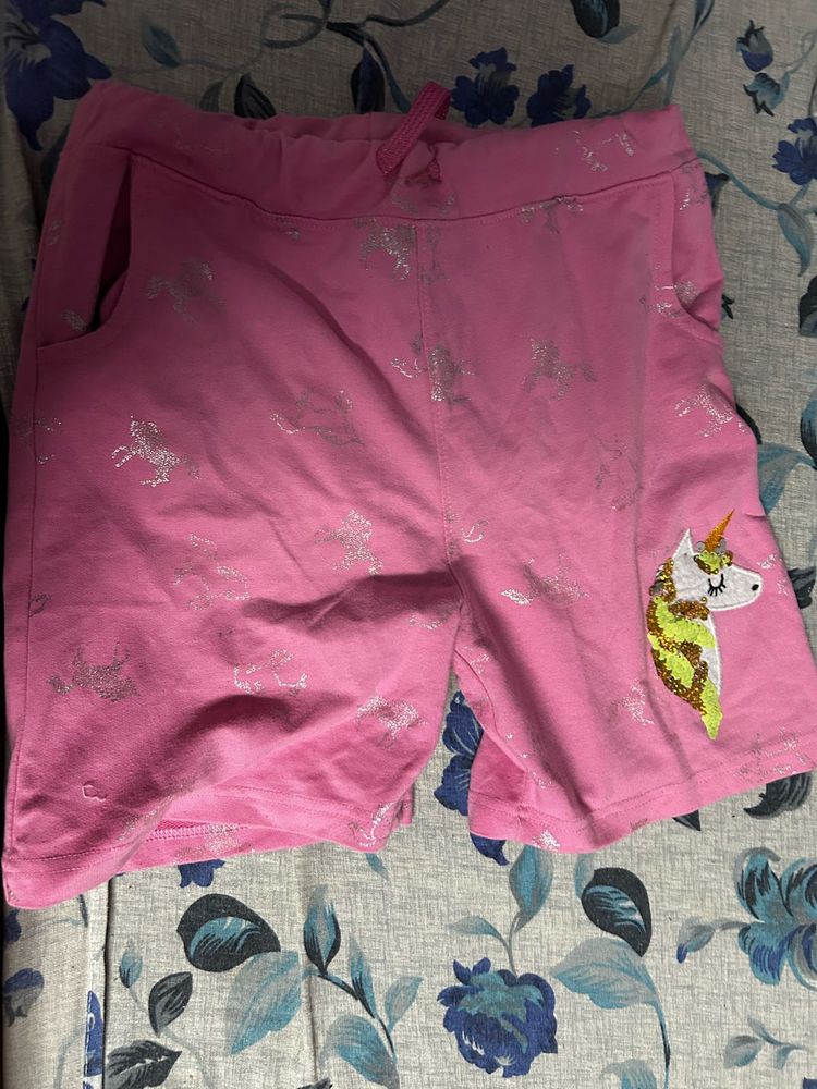 Cute Pink Unicorn Shorts with T-shirt