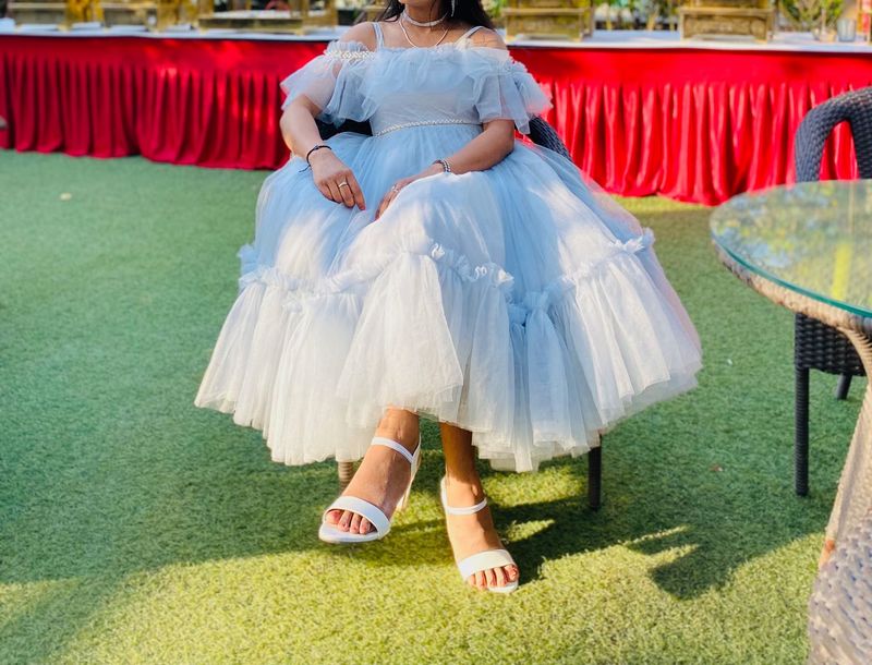 Elegant Blue Off-Shoulder Dress