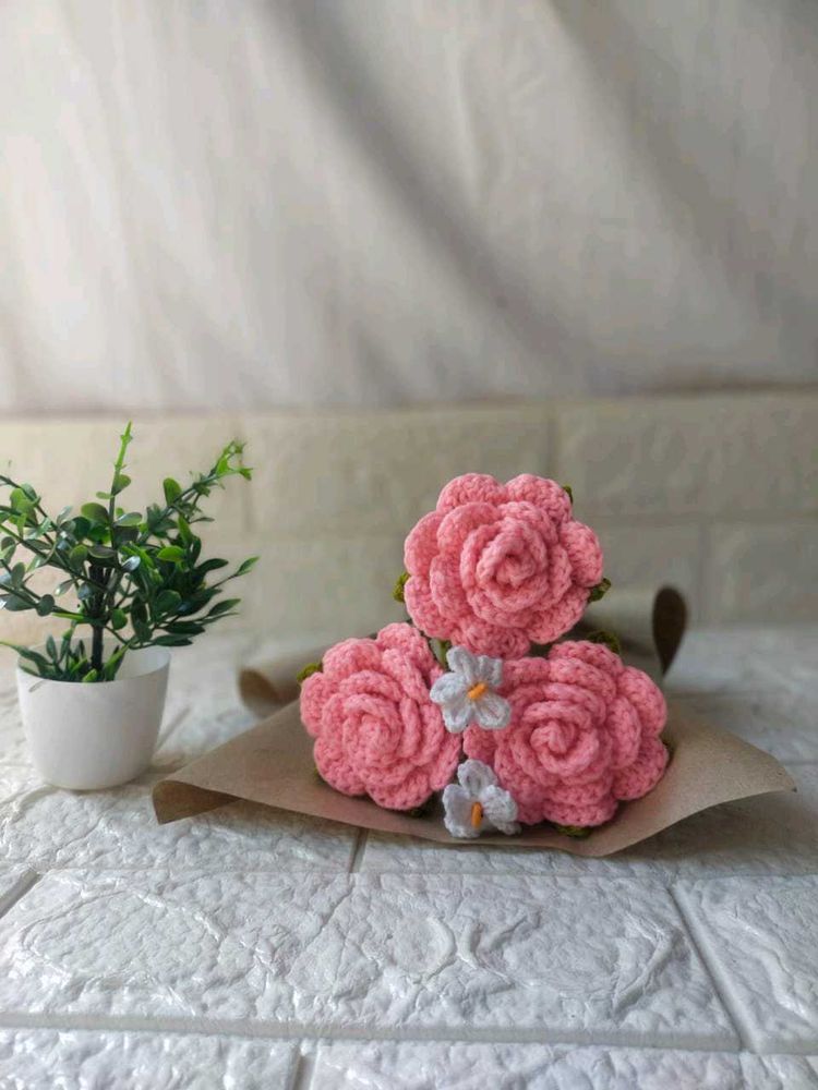 Crochet Big Rose Flower Bouquet