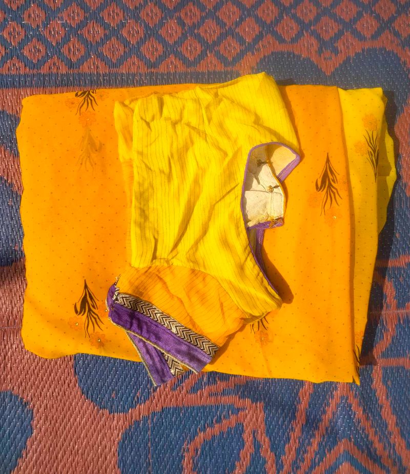 Yellow Saree with Blouse