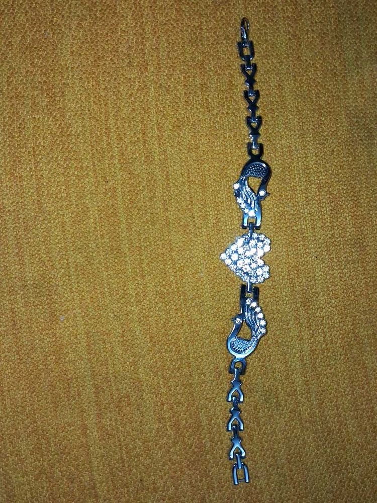 Peacock &amp; Heart Charm Bracelet