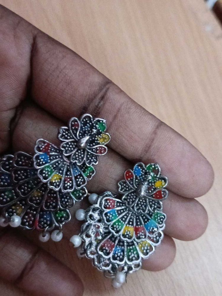 Peacock Jhumka Earrings