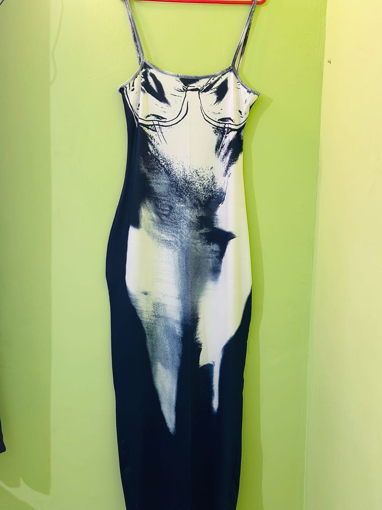 Black Abstract Bodycon Dress