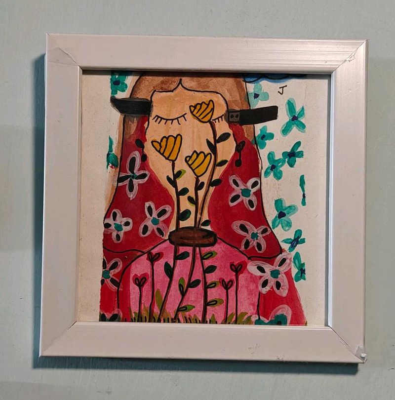 Floral Figure Framed Art