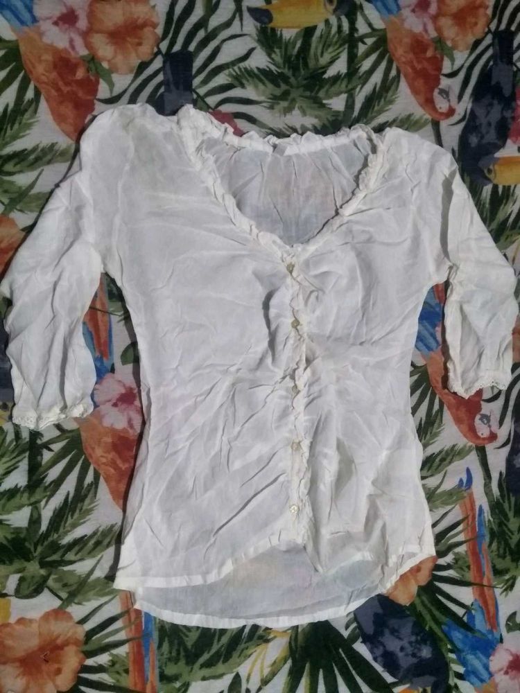 Elegant White Button-Down Top