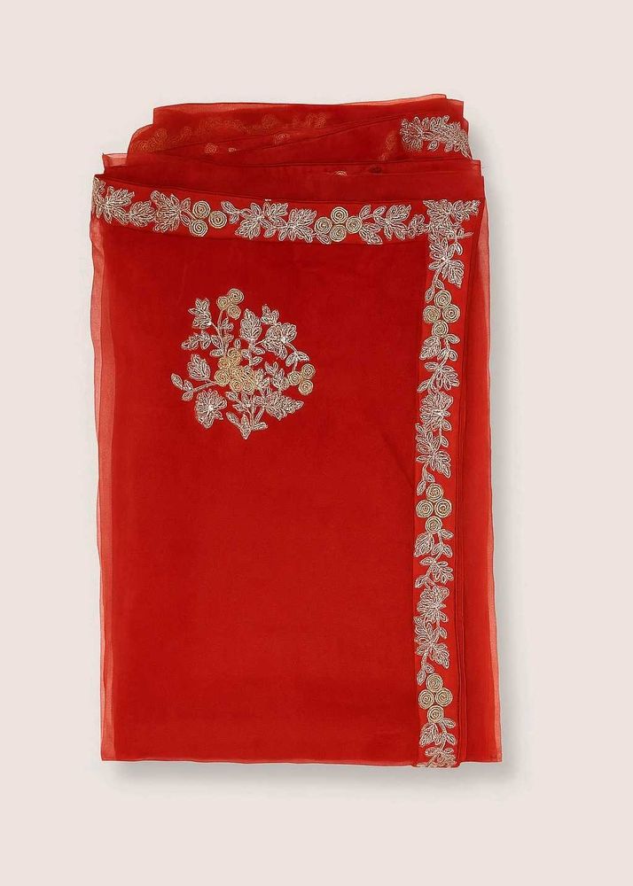 Red Embroidered Sari