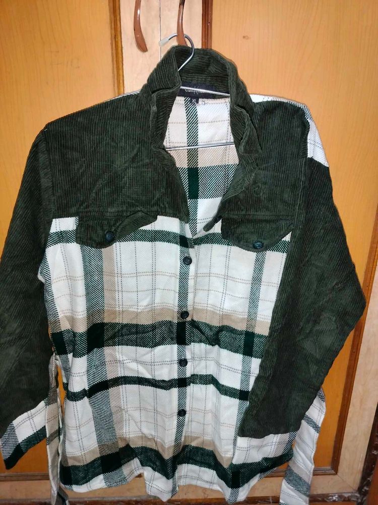 Corduroy Plaid Semi Winter Shirt